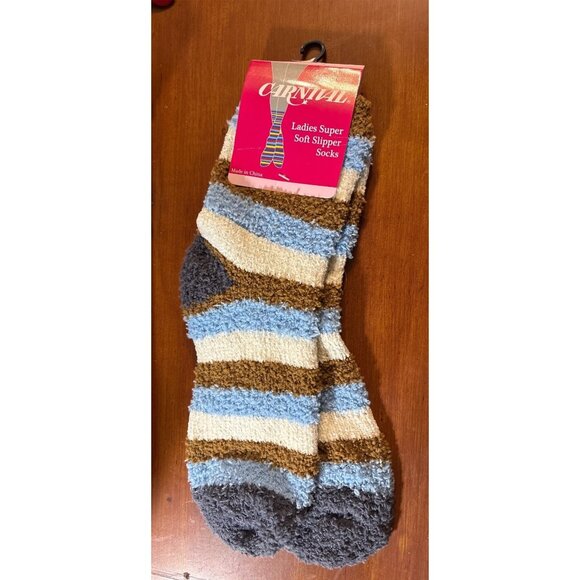 Womens Carnival Super Soft Slipper Socks 1 Size Striped Warm HM552 I pair NWT - Picture 1 of 7